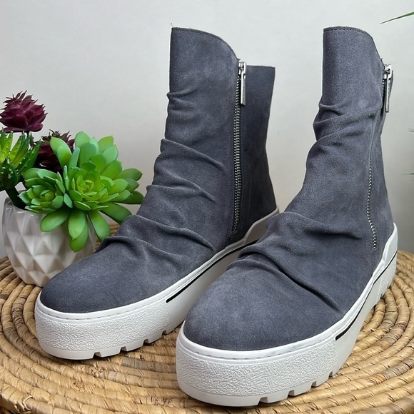 NWOT J/Slides Nila Suede Gray High Top Bootie Sneaker Shoe Platform 8.5 - Picture 1 of 14